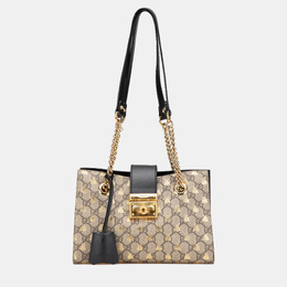 Gucci Brown Small GG Supreme Bee Padlock Tote 1161232
