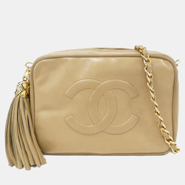 Chanel Beige Lambskin Leather Camera Shoulder Bag 1160892