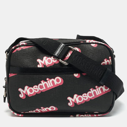 Moschino Black/Pink Coated Canvas and Leather Barbie Logo Crossbody Bag 1160568