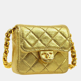 Chanel Gold Lambskin Micro Classic Flap Shoulder Bag 1161974
