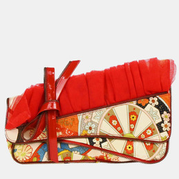 Christian Dior Multicolor Silk Embroidered Saddle Clutch 1161981