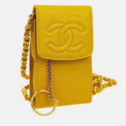 Chanel Yellow Caviar Leather Timeless Pochette Shoulder Bag 1161953