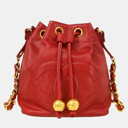 Chanel Red Calfskin Bucket Shoulder Bag 1161892