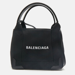 Balenciaga Black/White Canvas and Leather XS Cabas Tote 1161183