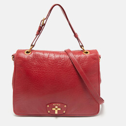 Miu Miu Red Pebbled Leather Flap Top Handle Bag 1160952