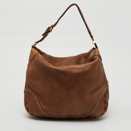 Gucci Brown Grained Leather Charlotte Whipstitch Hobo 1160299