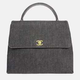Chanel Black Denim Medium Top Handle Bag 1161977