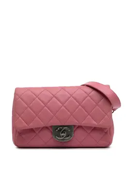 Chanel 2016-2017 Small Quilted Shiny Goatskin Double Carry Waist Chain Flap satchel 30748621