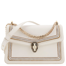 Bvlgari Serpenti Leather Crossbody Bag In White 288065
