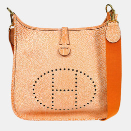 Hermes Orange Dalmatian Buffalo Skipper Evelyn PM Shoulder Bag 1159151