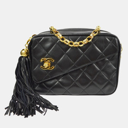 Chanel Black Lambskin Fringe Bijou Chain Shoulder Bag 1161989