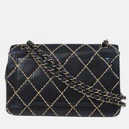Chanel Black Calfskin Wild Stitch Single Flap Shoulder Bag 1161990