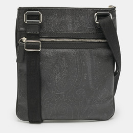 Etro Black Paisley Coated Canvas Flat Messenger Bag 1161329