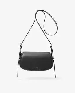 Женская кожаная сумка через плечо с серебристыми деталями Michael Kors, черный mp_0478263_32s5sl0c1l | negro