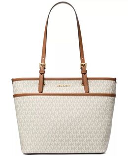 Большая сумка-тоут с верхним карманом-молнией и логотипом Michael Kors, слоновая кость/кремовый 15955622 | vanilla/acorn