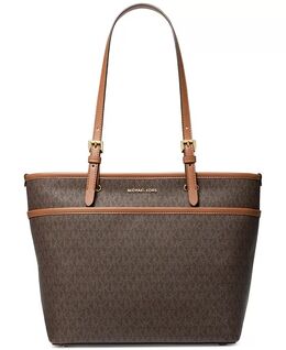 Большая сумка-тоут с верхним карманом-молнией и логотипом Michael Kors, коричневый 15955622 | brown/acorn