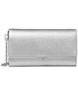 Большой кожаный клатч Mona East West Michael Kors, серебряный 17072738 | silver