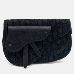 Christian Dior Black Fabric Oblique Saddle Pouch Bag 1162604