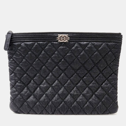 Chanel Gucci Black Caviar Boy Clutch New Medium 1162560