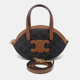 Celine Brown Coated Canvas and Leather Oval Bag 1162479