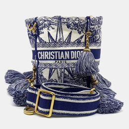 Christian Dior Blue White Canvas D-BUBBLE Bucket Bag Small 1162500