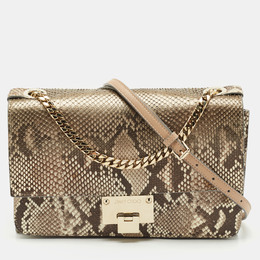 Jimmy Choo Beige Python Rebel Flap Shoulder Bag 1162185
