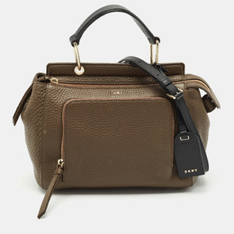 DKNY Dark Brown/Black Leather Greenwhich Top Handle Bag 1162205