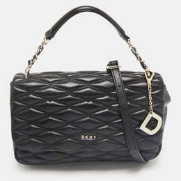 DKNY Black Diamond Quilted Leather Lara Top Handle Bag 1161362