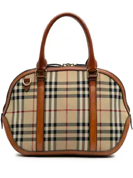 Burberry 2000-2017 Small Haymarket Check Coated Canvas Orchard Bowling Bag satchel 30725669