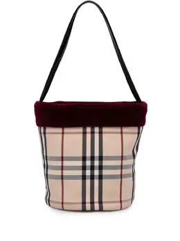 Burberry 2000-2017 Velvet Trimmed House Check Canvas bucket bag 30728025
