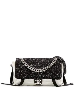 Chanel 2017-2018 Bicolor Tweed and Nylon Astronaut Essentials Flap satchel 30793194