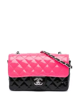 Chanel 2019 Mini Rectangular Classic Bicolor Patent Single Flap crossbody bag 30793842