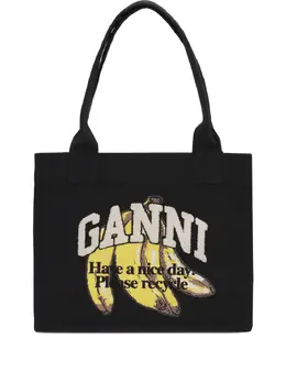 Сумка на плечо с узором Ganni, черный 30097708 | черный