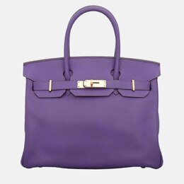 Hermes Purple Leather Birkin 30 Bag 1162986