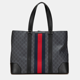 Gucci Black Large GG Supreme Web Tote 1162971