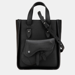Christian Dior Black Mini Grained Calfskin Saddle Tote 1162972