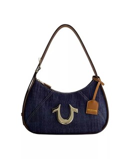 Сумка-хобо из денима с металлической подковой True Religion, синий 19154758 | blue
