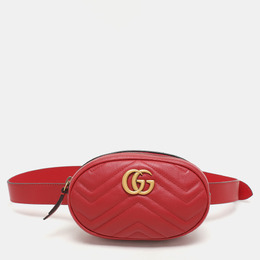 Gucci Red Matelassé Leather Mini GG Marmont Belt Bag 1163295