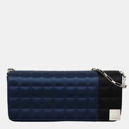 Chanel Blue Quilted Satin Vintage Chocolate Flap Bag 1163070