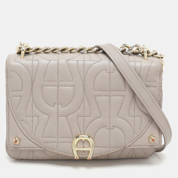 Aigner Taupe Signature Leather Mini Diadora Crossbody Bag 1163356
