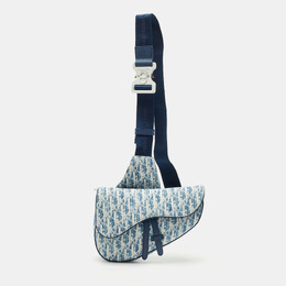 Christian Dior Blue/White Oblique Kasuri Denim and Leather Saddle Bag 1162866