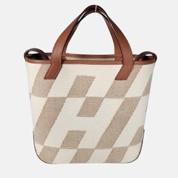 Hermes Ecru-Naturel/Gold Toile Cabas H En Bias 27 Tote Bag 1163033