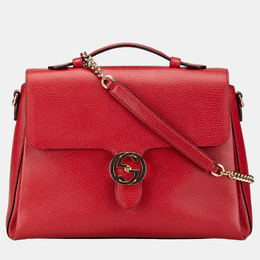 Gucci Red Medium Dollar Calf Interlocking G Satchel 1145963
