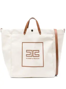 Elisabetta Franchi logo-print cotton tote bag 30373015
