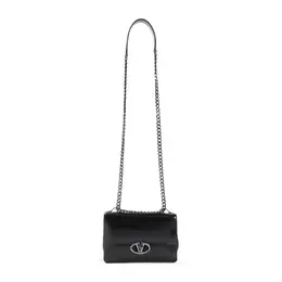 Valentino Garavani-Black Leather Chain 1 Small Shoulder Bag-Donna 51977102885204
