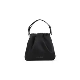 Amina Muaddi-Black Satin And Leather Vittoria Bag-Donna 51977108554068