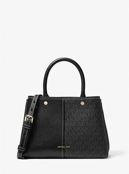 Сумка-Портфель Flora среднего размера с фирменным логотипом и кожей Michael Kors, черный 30t5gffs2b | black