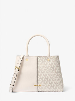 Сумка-Портфель Flora среднего размера с фирменным логотипом и кожей Michael Kors, мультиколор 30t5gffs2b | van/cream