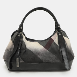 Burberry Black/Grey Mega Check Canvas and Leather Tote 1164577