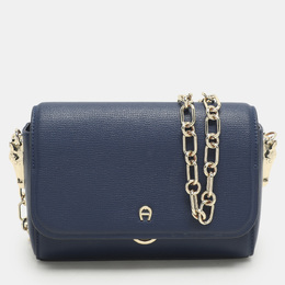 Aigner Navy Blue Leather Grazia Crossbody Bag 1164830